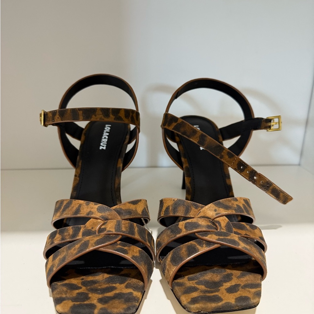 Lola Cruz Leopard Print Suede Heeled Sandals — Size 8 — Brand New — No Box - Picture 5 of 9